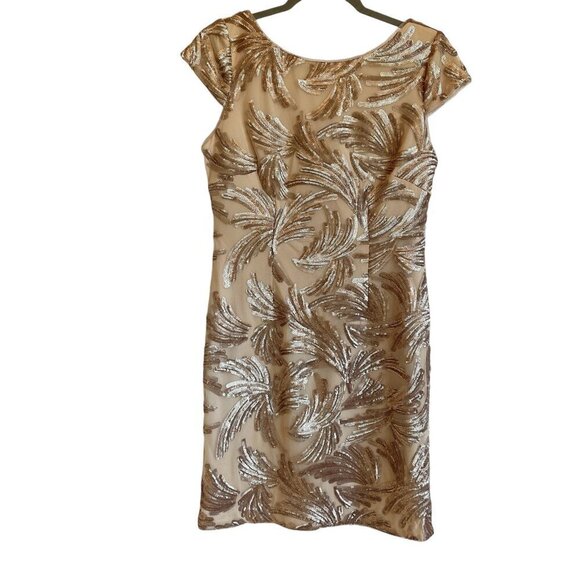 Adrianna Papell Gold Sequin Party Sheath Dress | Size 6 - Picture 1 of 11